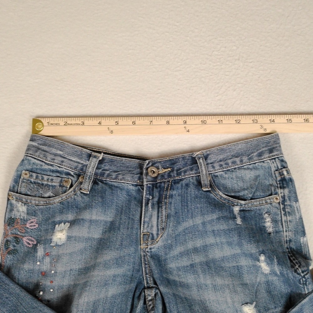 Vanilla Star Jeans Women's Size 7 Embellished Flare Jeans Distressed Denim - Picture 6 of 10